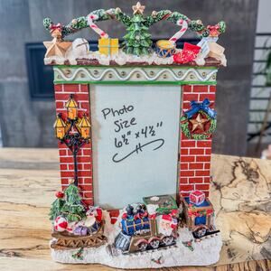 Charming Light Up Vintage 3D Christmas Picture Frame-Santa Train-Light Posts
